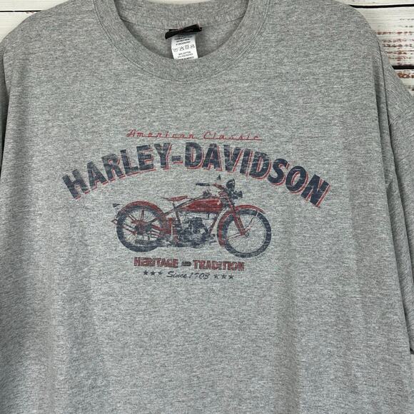 Mens 2006 Harley Davidson Motorcycle Gray T Shirt Las Vegas Blue Red Graphic 2XL - Picture 3 of 7